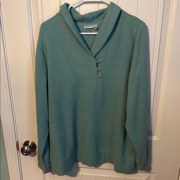 Croft & barrow 1X Teal Pullover Sweater with Button Detail - Picture 1 of 6